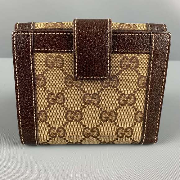 GUCCI Walet Brown Beige Monogram Canvas Leather - Picture 2 of 7